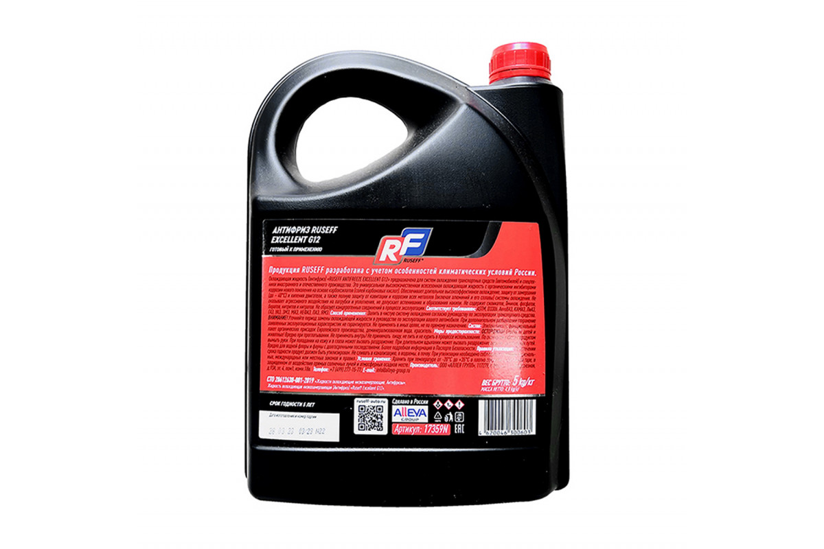 Антифриз RUSEFF ANTIFREEZE EXCELLENT G12 40 красный (5л) А
